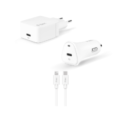2CSM07B ttec Quantum PD Apple MFi Lisansli Seyahat ve Arac Sarj Aleti 20W Type C Lightning Kablo Beyaz ana görsel